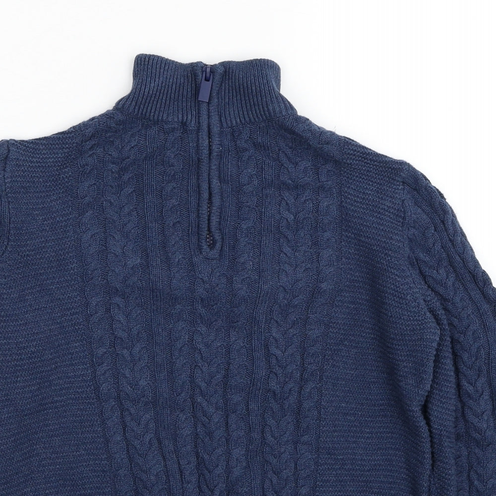 NEXT Girls Blue High Neck Cotton Pullover Jumper Size 11 Years Pullover