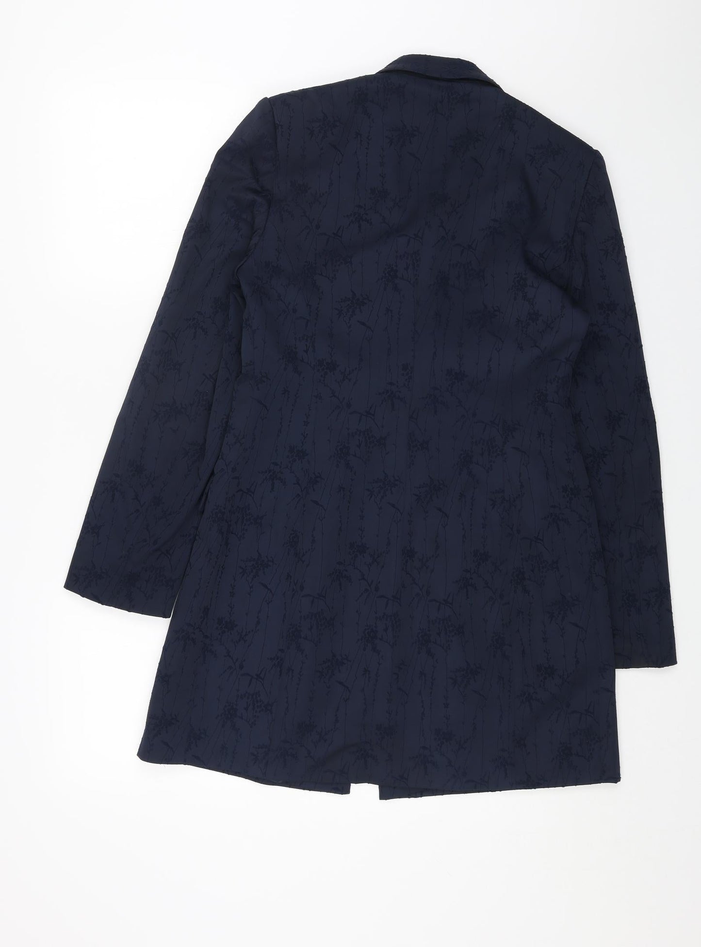 DP Womens Blue Geometric Pea Coat Coat Size 8 Button