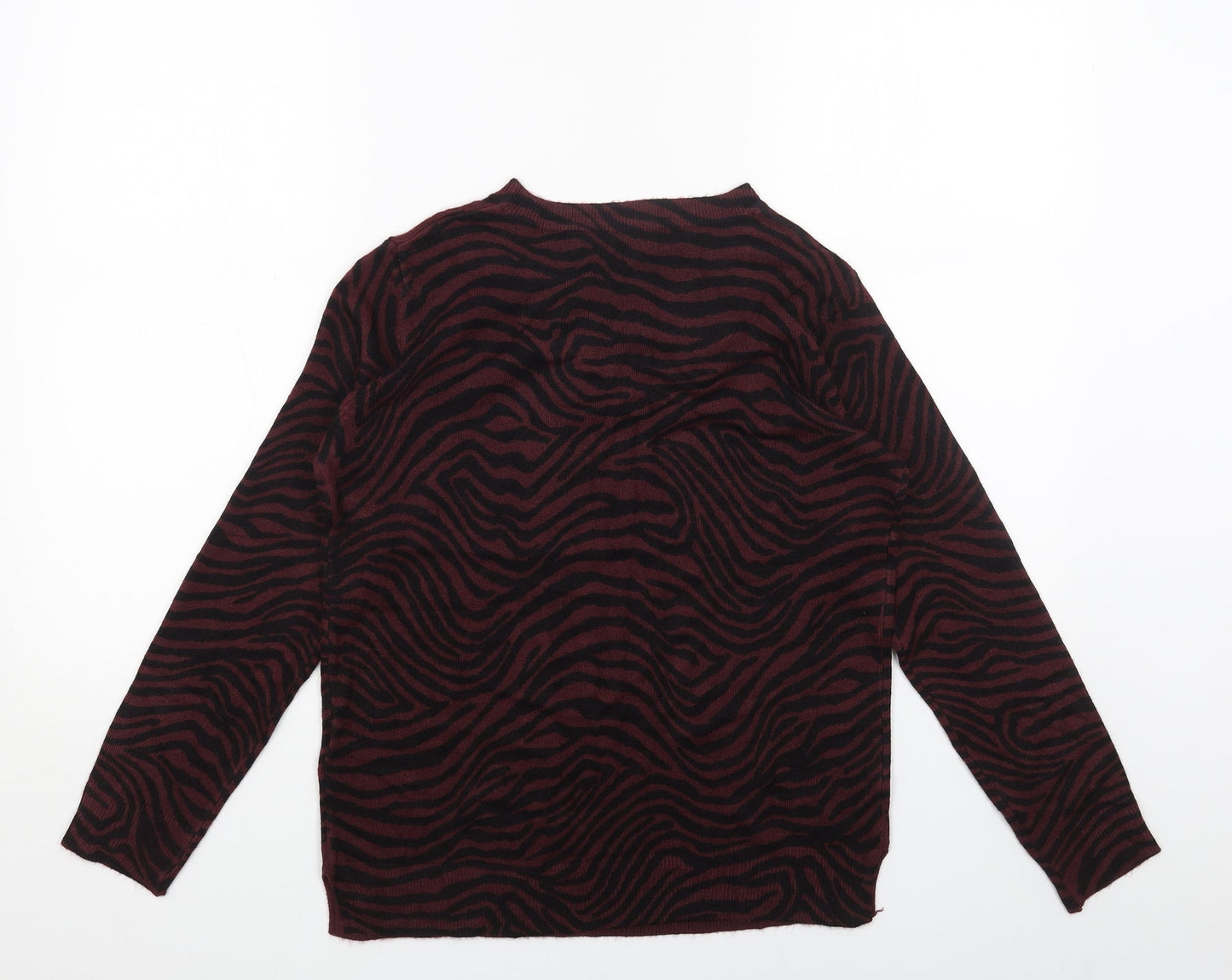 Marks and Spencer Womens Purple Scoop Neck Geometric Acrylic Pullover Jumper Size 12