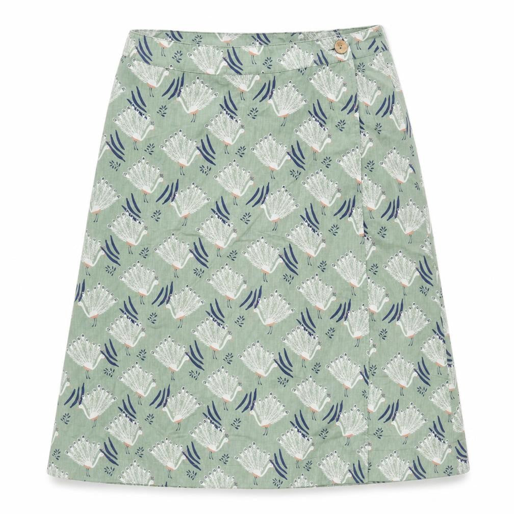 Preworn Womens Green Geometric Cotton Straight & Pencil Skirt Size 34 Button