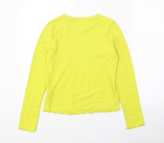 Marks and Spencer Girls Yellow Round Neck Polyester Pullover Jumper Size 11-12 Years Pullover