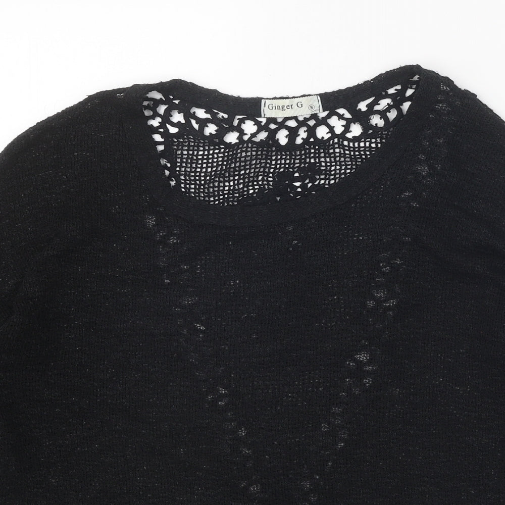 Ginger G Womens Black Roll Neck Polyester Pullover Jumper Size S