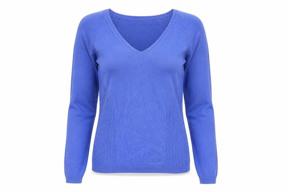 Marks and Spencer Womens Blue V-Neck Viscose Pullover Jumper Size 12
