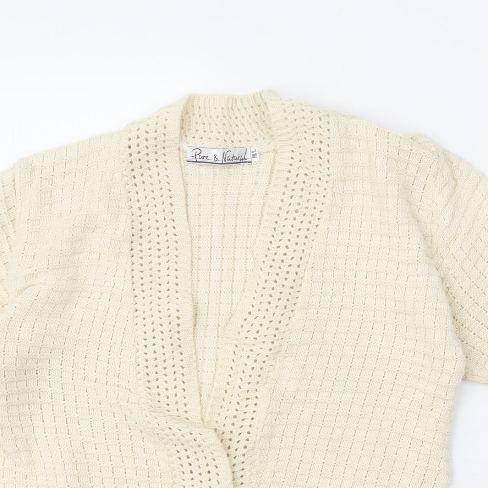 Pure & Natural Womens Beige V-Neck Cotton Cardigan Jumper Size M