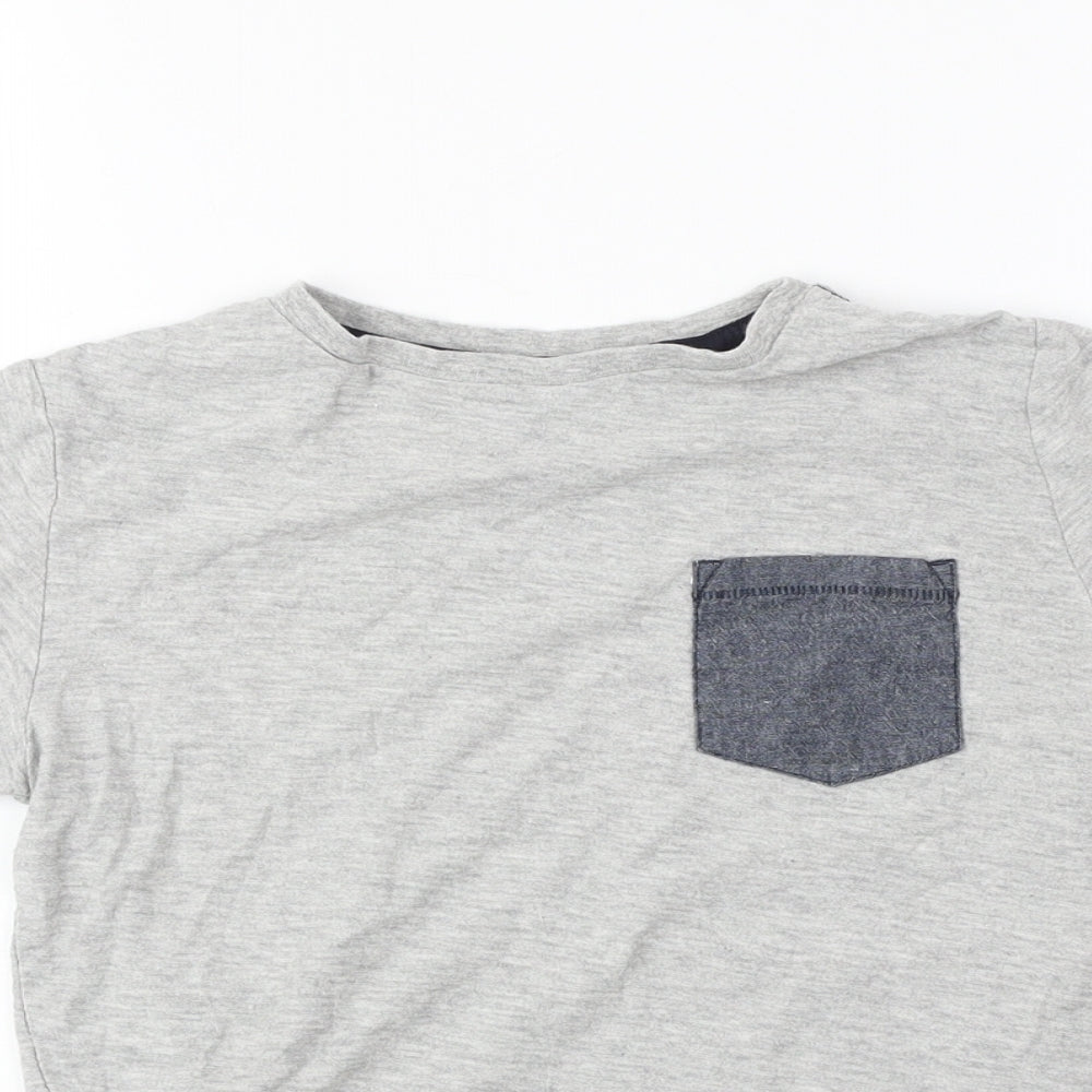 NEXT Boys Grey Cotton Basic T-Shirt Size 7 Years Round Neck Pullover