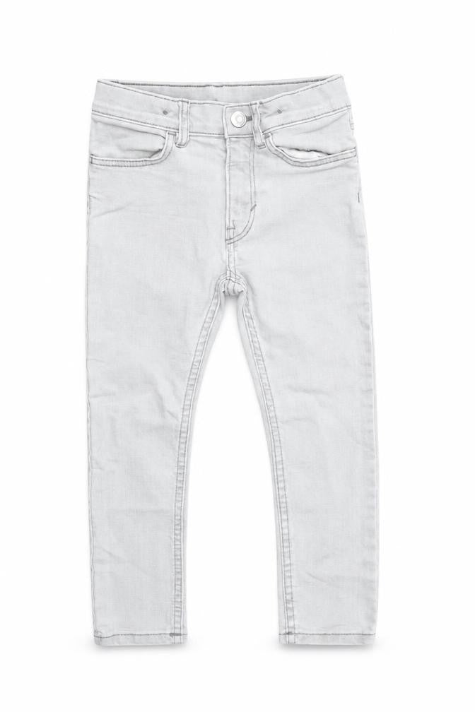 Preworn Girls Grey Cotton Skinny Jeans Size 3-4 Years Regular Zip