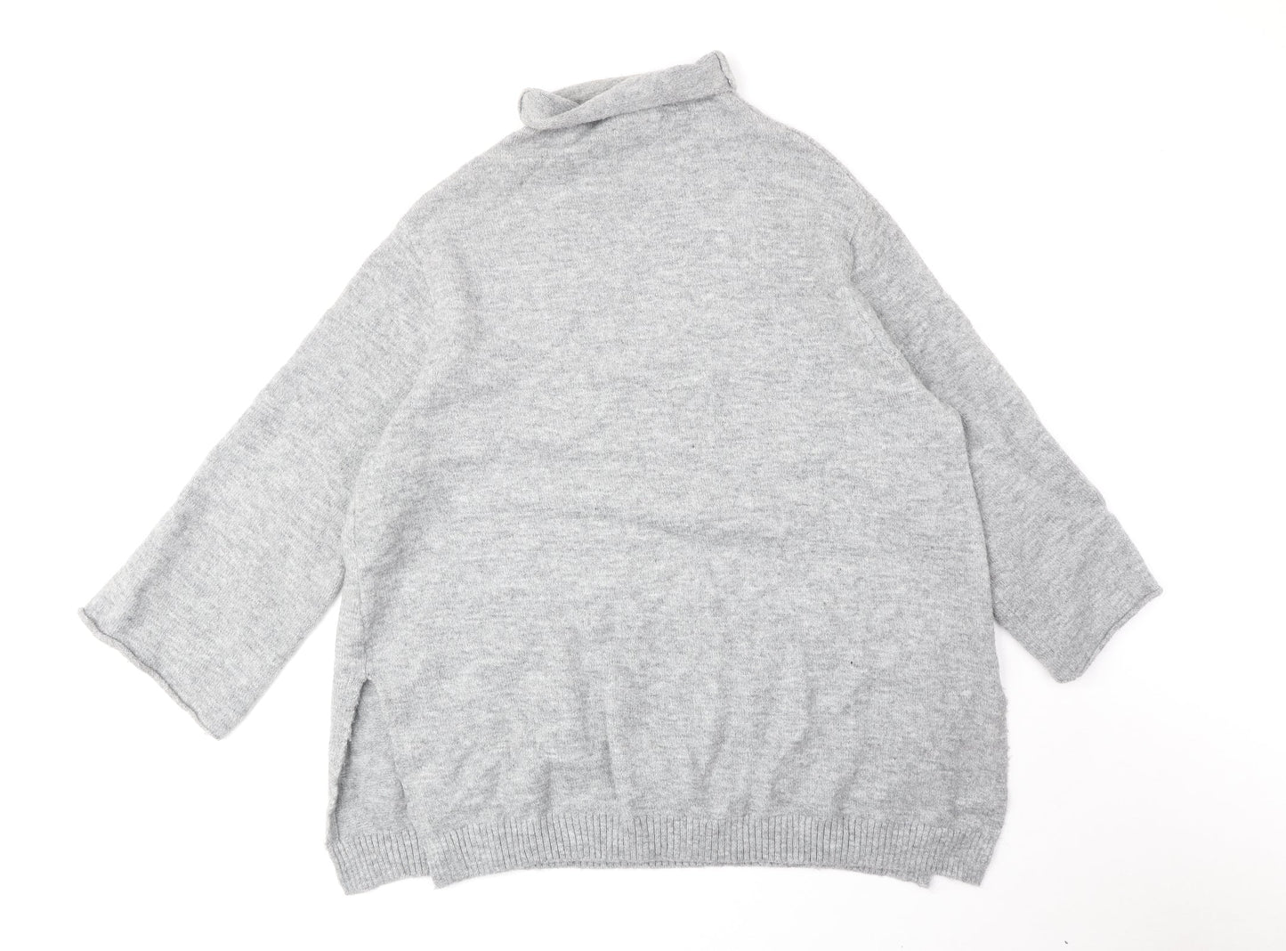 Zara Womens Grey Roll Neck Acrylic Pullover Jumper Size M