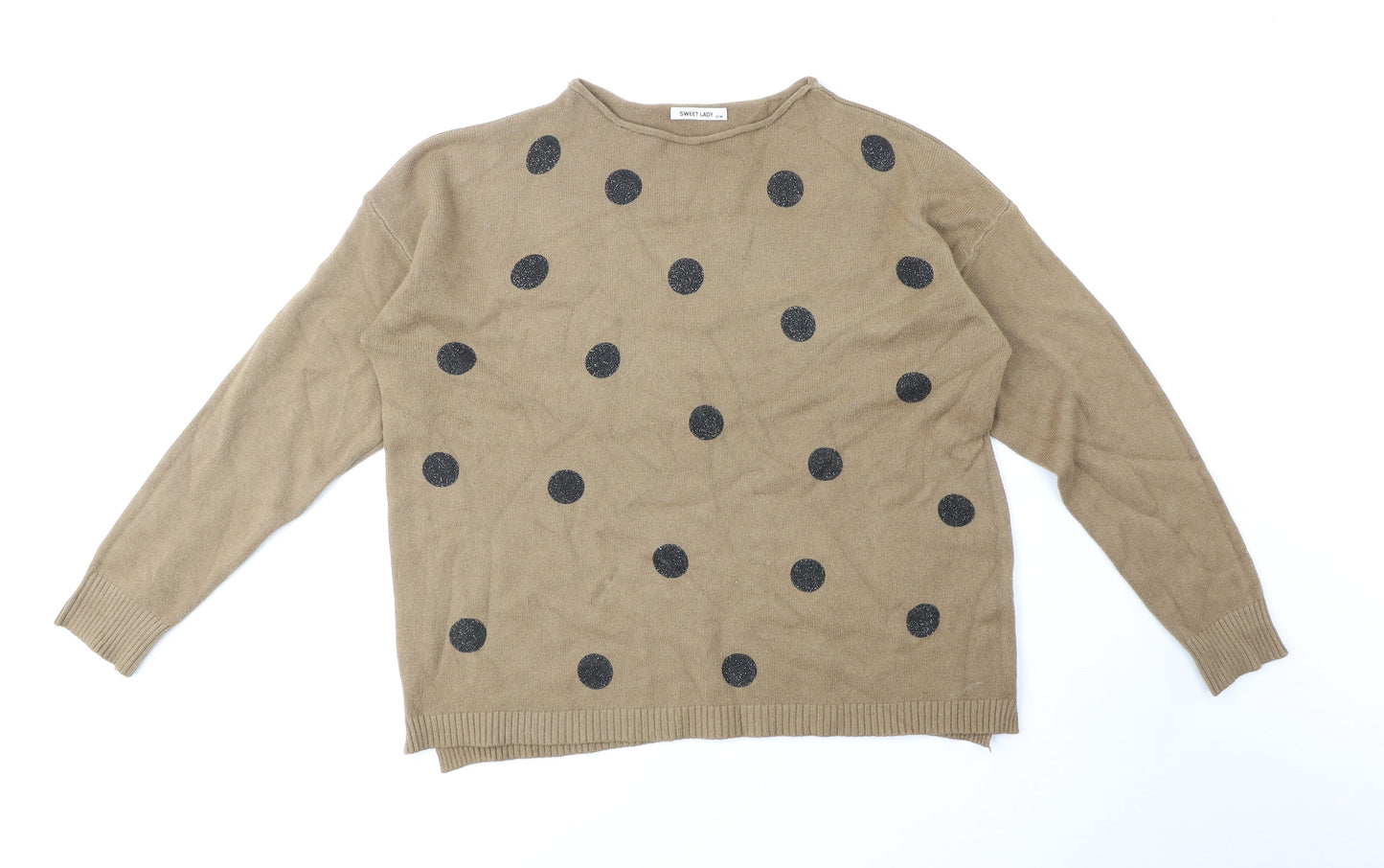Sweet Lady Womens Brown Round Neck Polyamide Pullover Jumper Size S