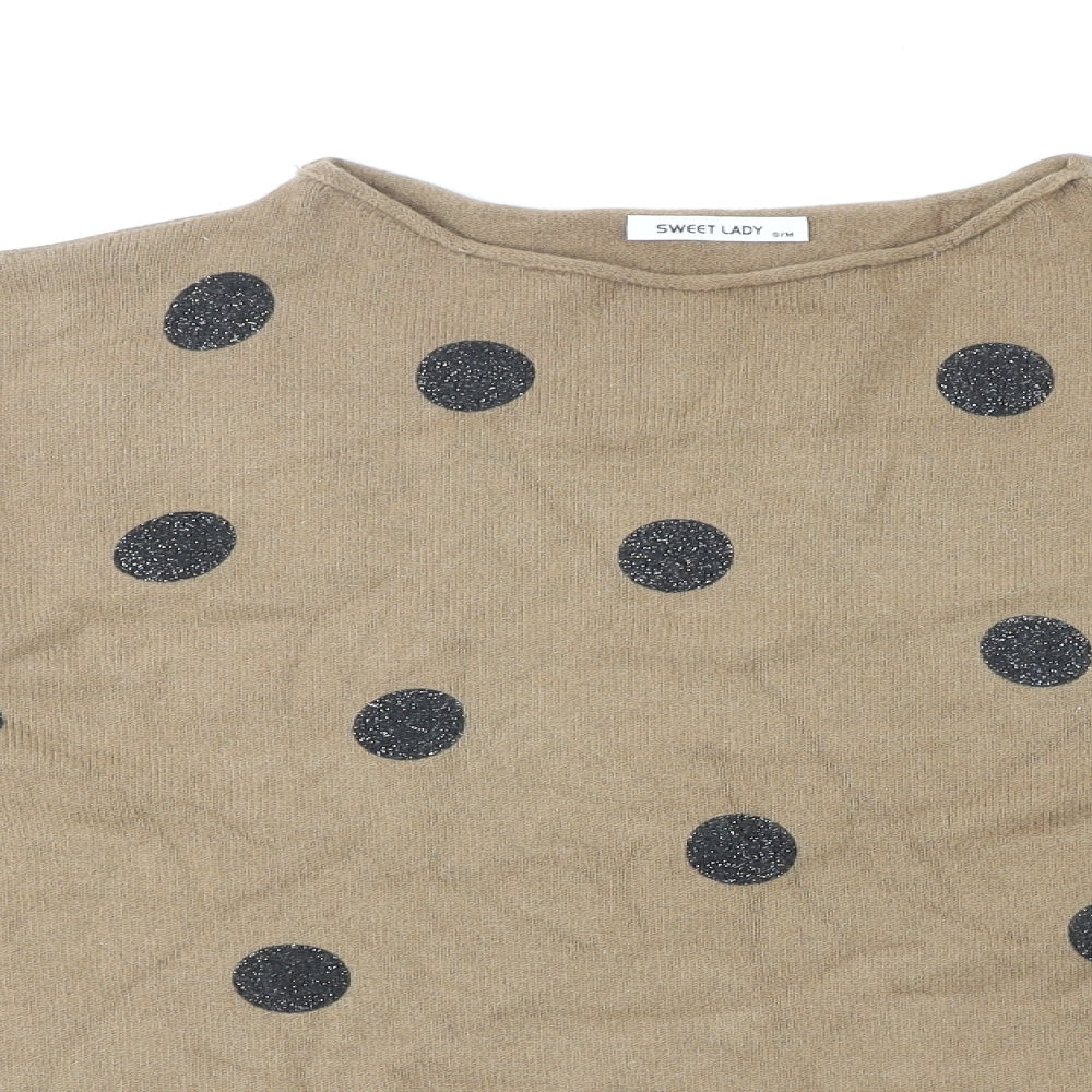 Sweet Lady Womens Brown Round Neck Polyamide Pullover Jumper Size S
