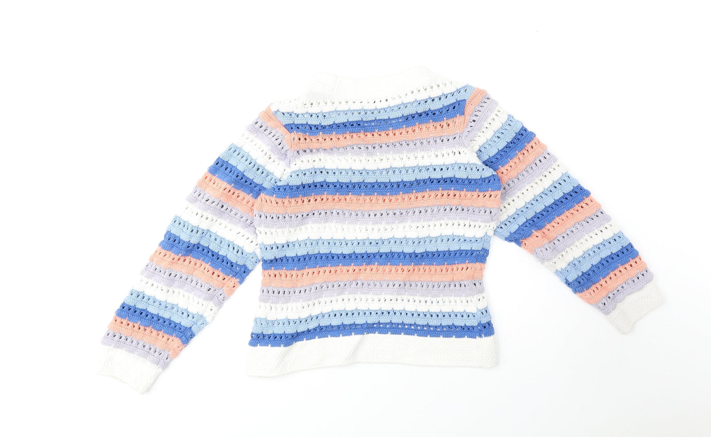 Gallery Womens Multicoloured Round Neck Striped 100% Cotton Pullover Jumper Size XS