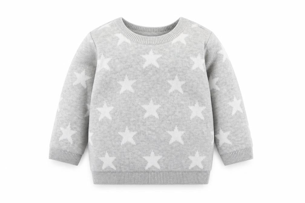 George Baby Grey Geometric Cotton Pullover Jumper One Size Button - Star