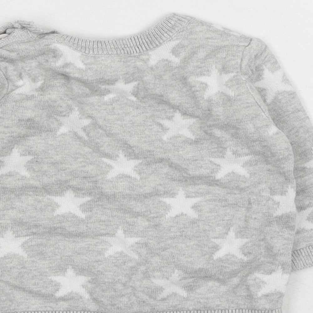 George Baby Grey Geometric Cotton Pullover Jumper One Size Button - Star