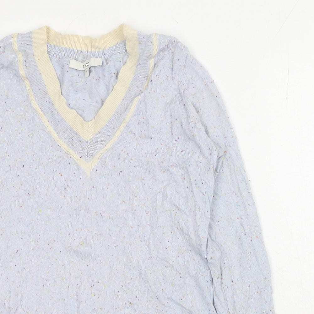 NEXT Womens Grey V-Neck Viscose Pullover Jumper Size S