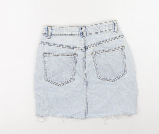 Denim & Co. Womens Blue Cotton Mini Skirt Size 6 Button
