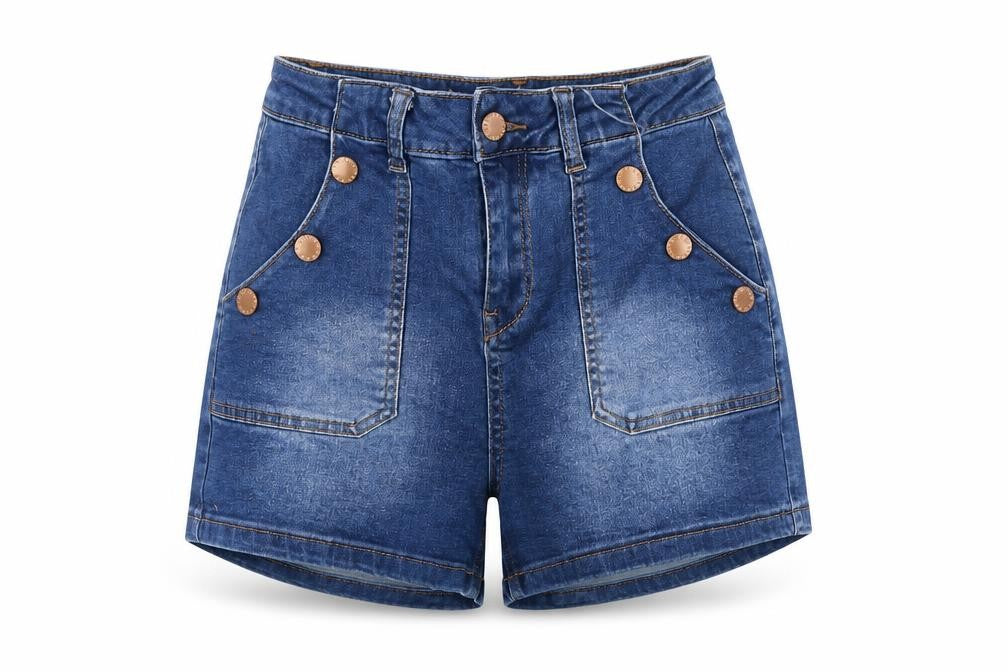 Denim & Co. Womens Blue Cotton Sailor Shorts Size 26 in Regular Button