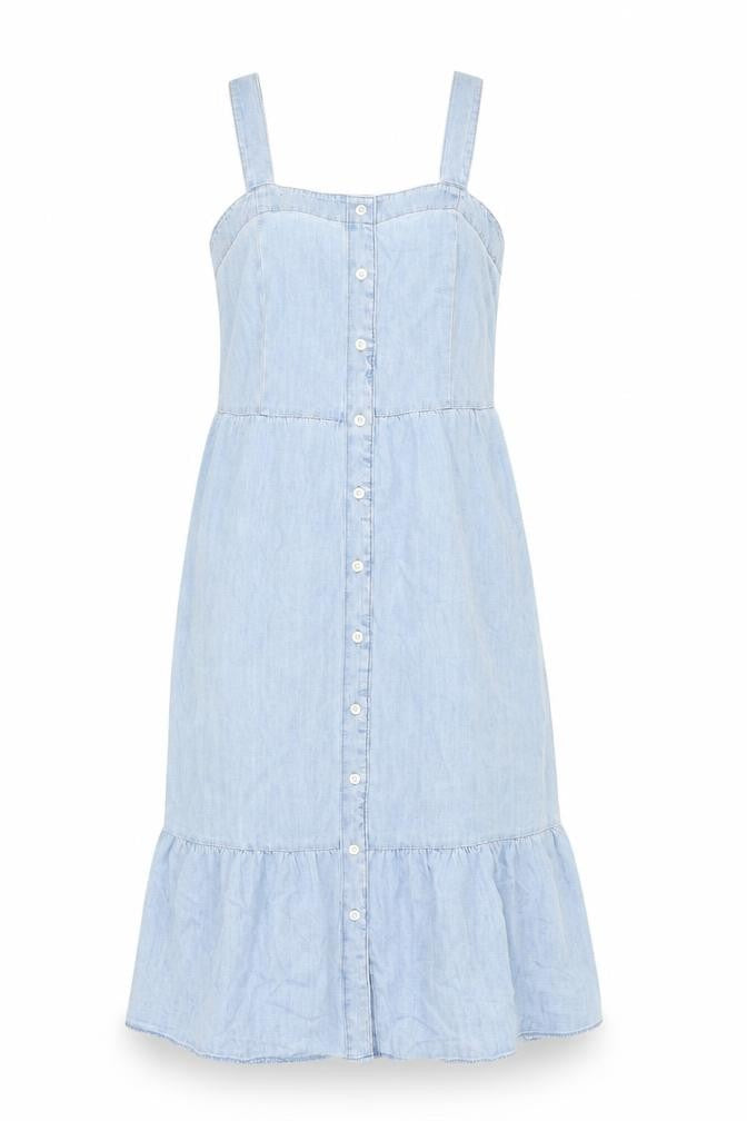 Gap Womens Blue 100% Cotton A-Line Size 6 Square Neck Button