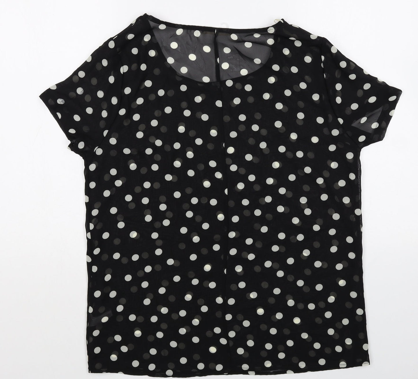 Tea n Rose Womens Black Polka Dot Polyester Basic T-Shirt Size M Round Neck