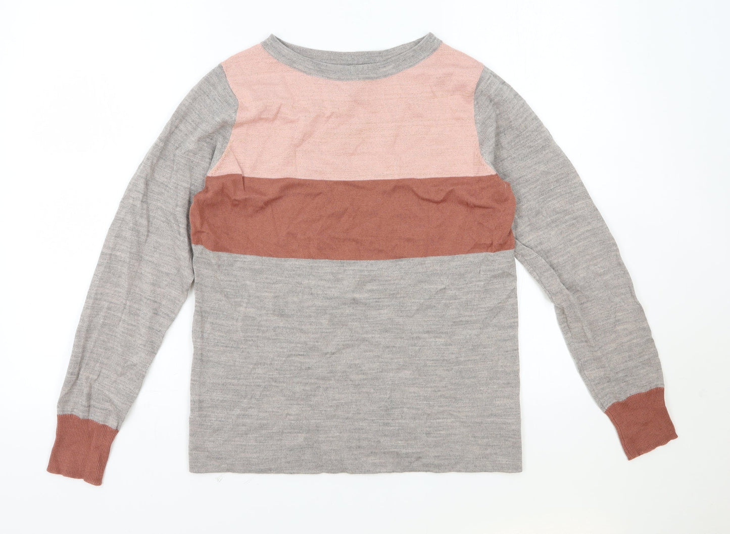 Cynthia Rowley Womens Grey Boat Neck Acrylic Pullover Jumper Size M - Colourblock