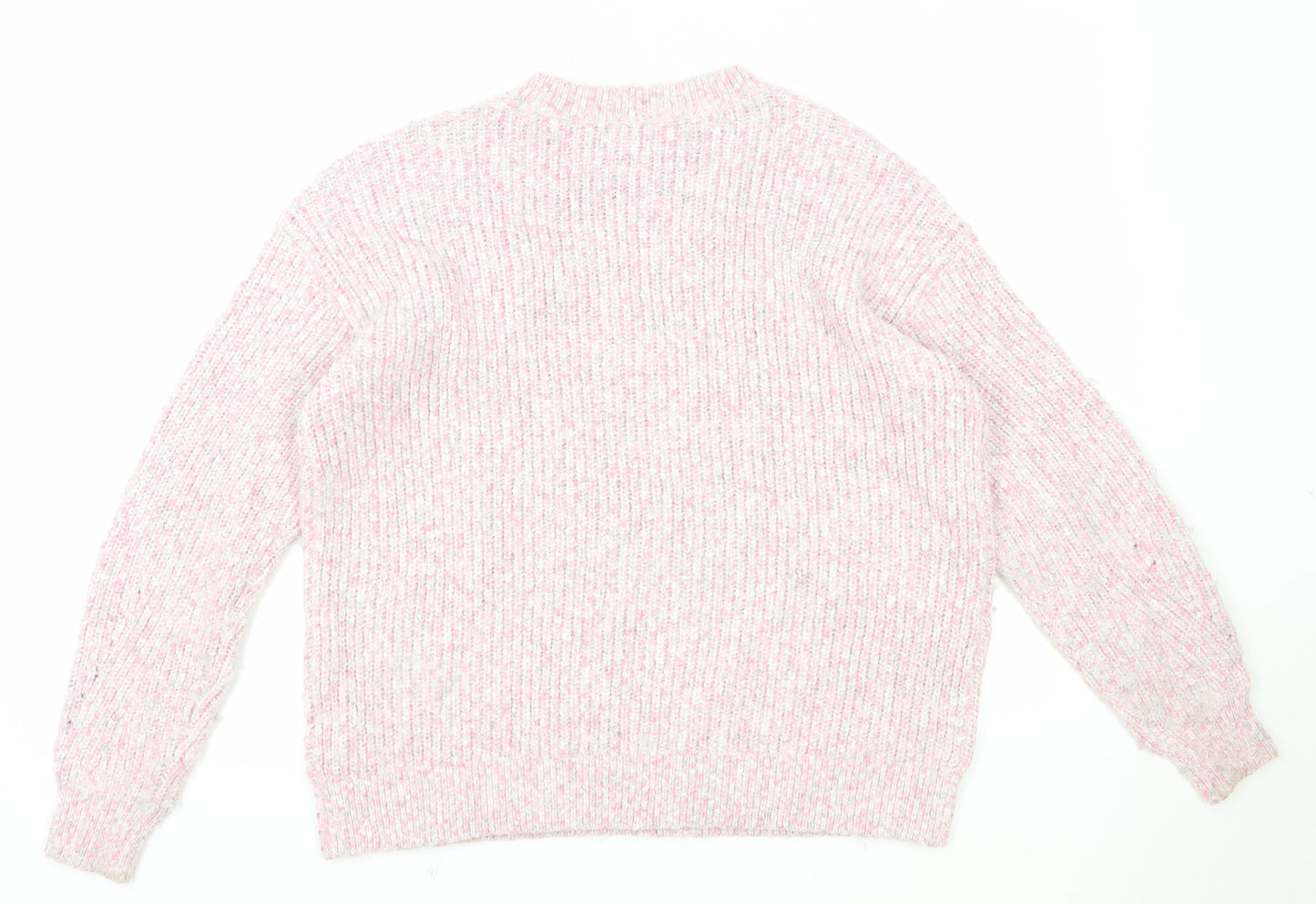 Marks and Spencer Womens Pink Round Neck Polyester Pullover Jumper Size M