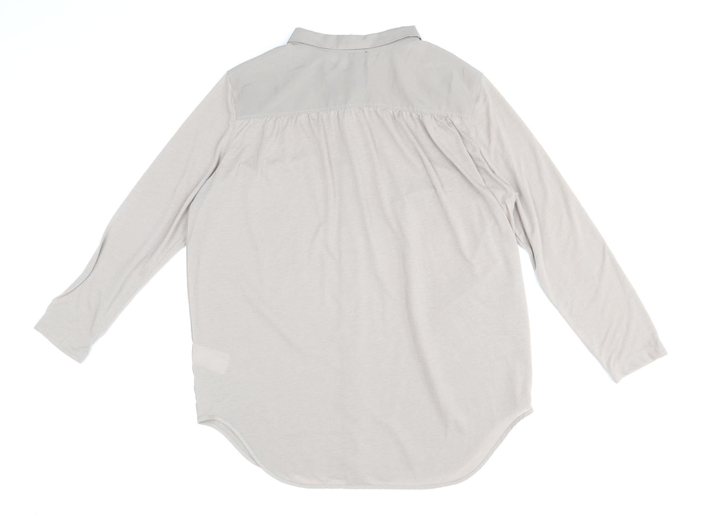 H&M Womens Brown Polyester Basic Button-Up Size M V-Neck