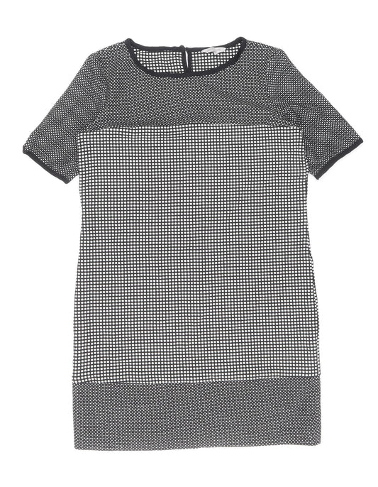 Great Plains London Womens Blue Geometric Polyester Shift Size M Boat Neck Zip