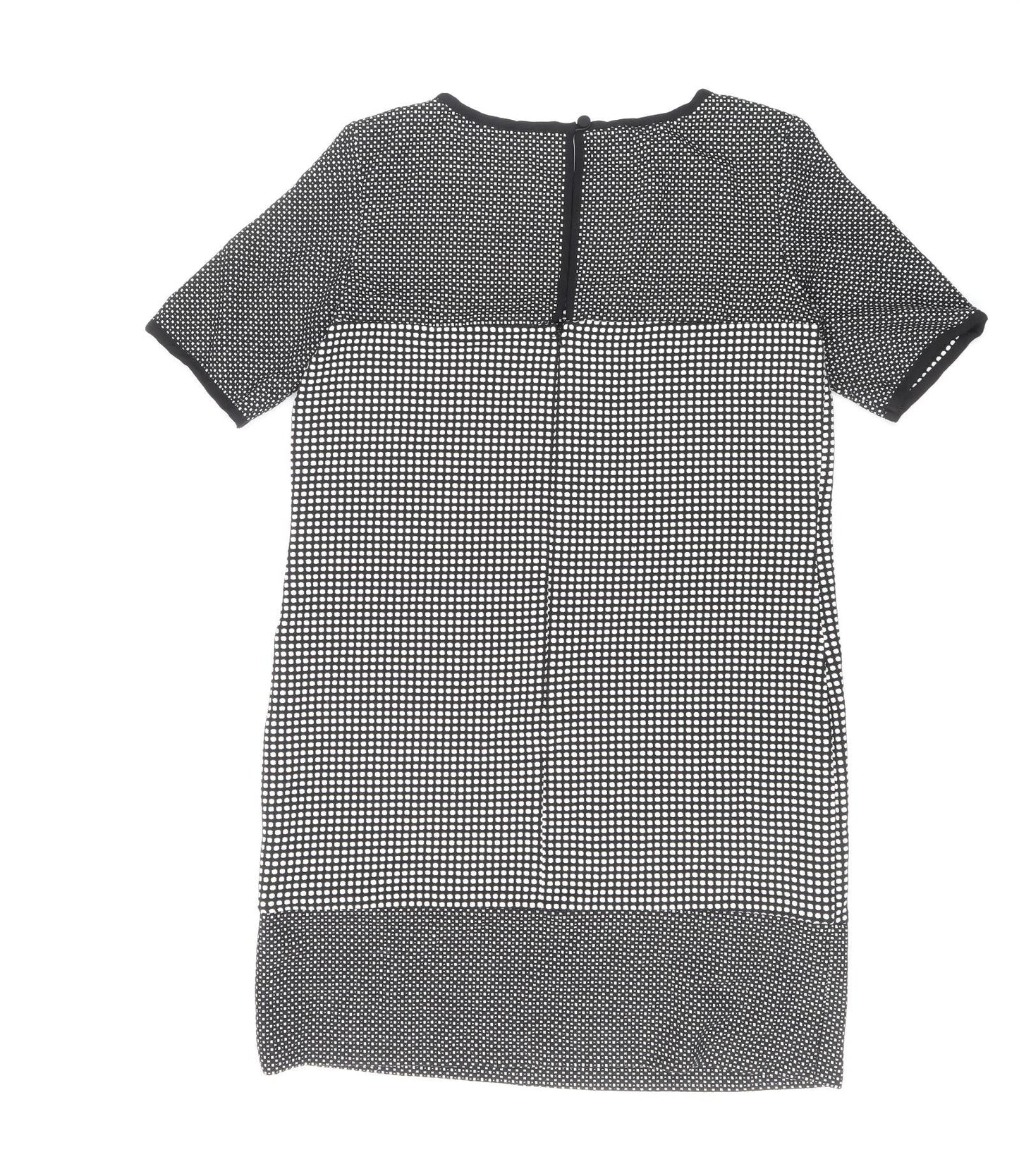 Great Plains London Womens Blue Geometric Polyester Shift Size M Boat Neck Zip