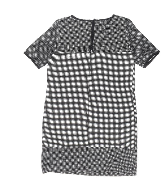 Great Plains London Womens Blue Geometric Polyester Shift Size M Boat Neck Zip