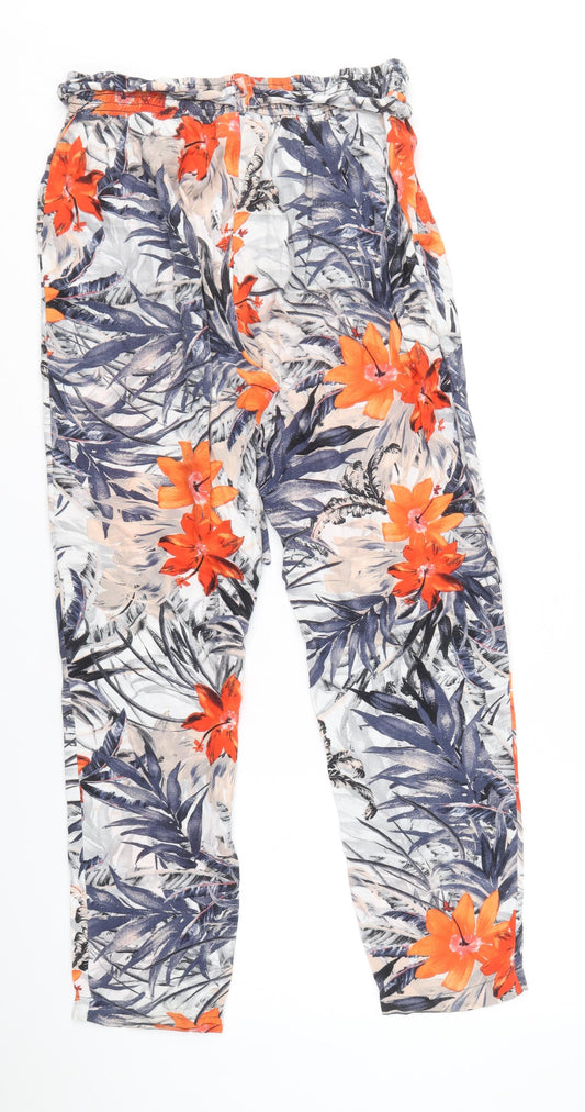 Wallis Womens Multicoloured Geometric Viscose Trousers Size 10 Regular Tie