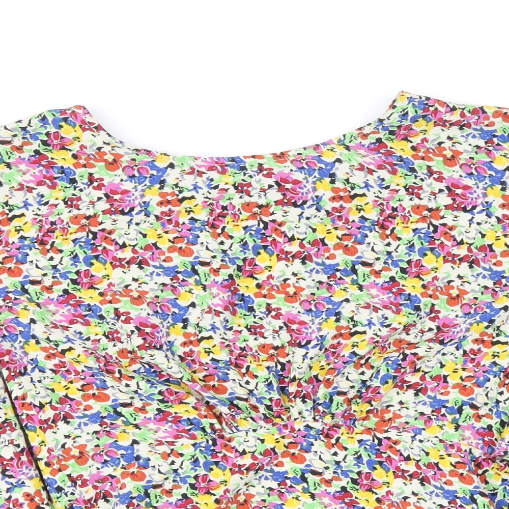 Topshop Womens Multicoloured Geometric Polyester Cropped Blouse Size 12 Round Neck