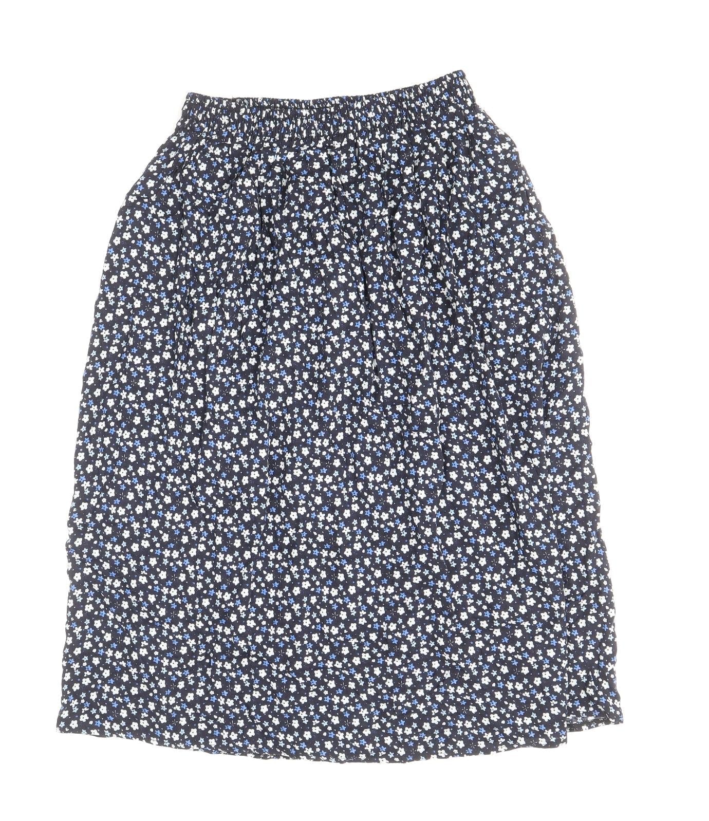 Preworn Womens Blue Floral Viscose A-Line Skirt Size M