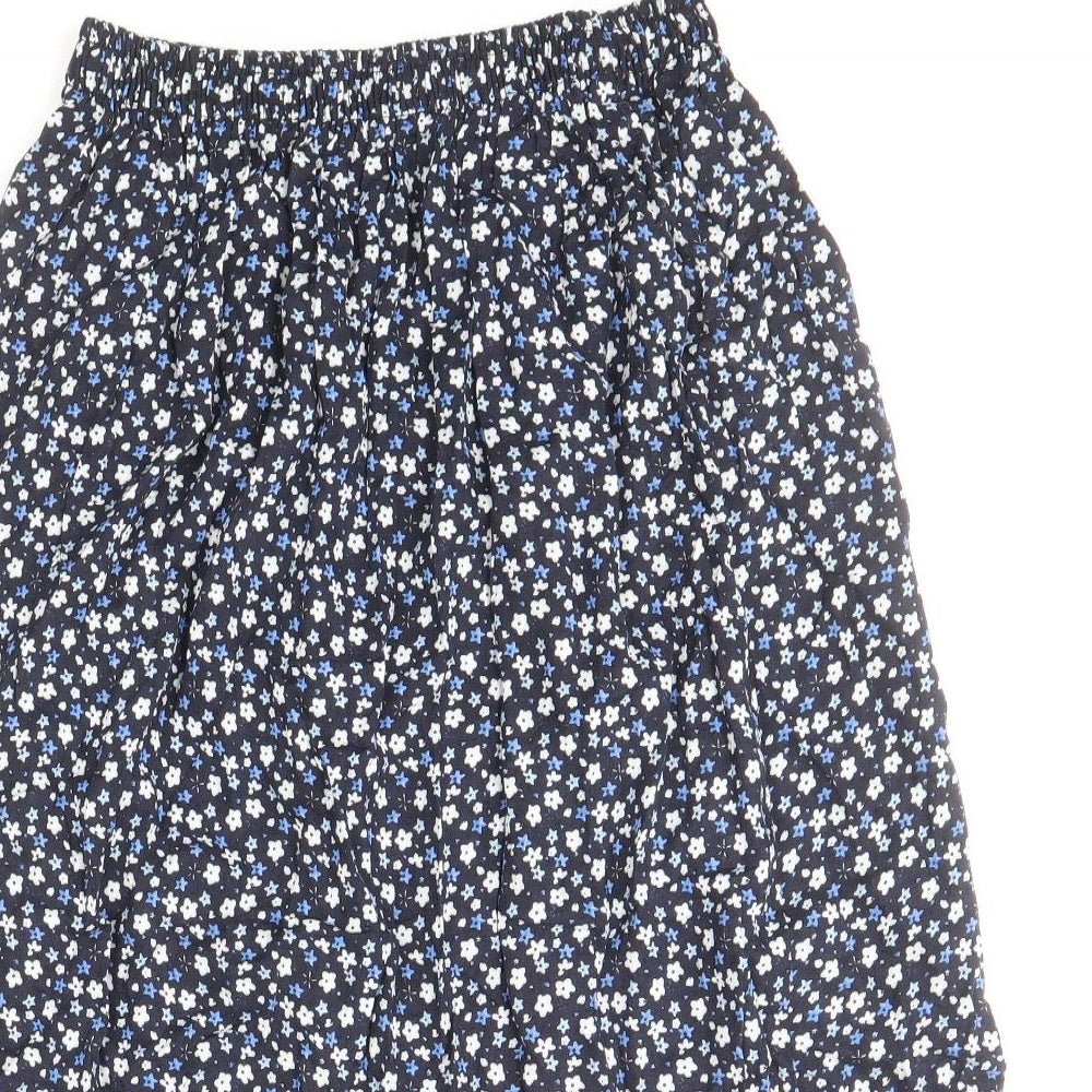 Preworn Womens Blue Floral Viscose A-Line Skirt Size M
