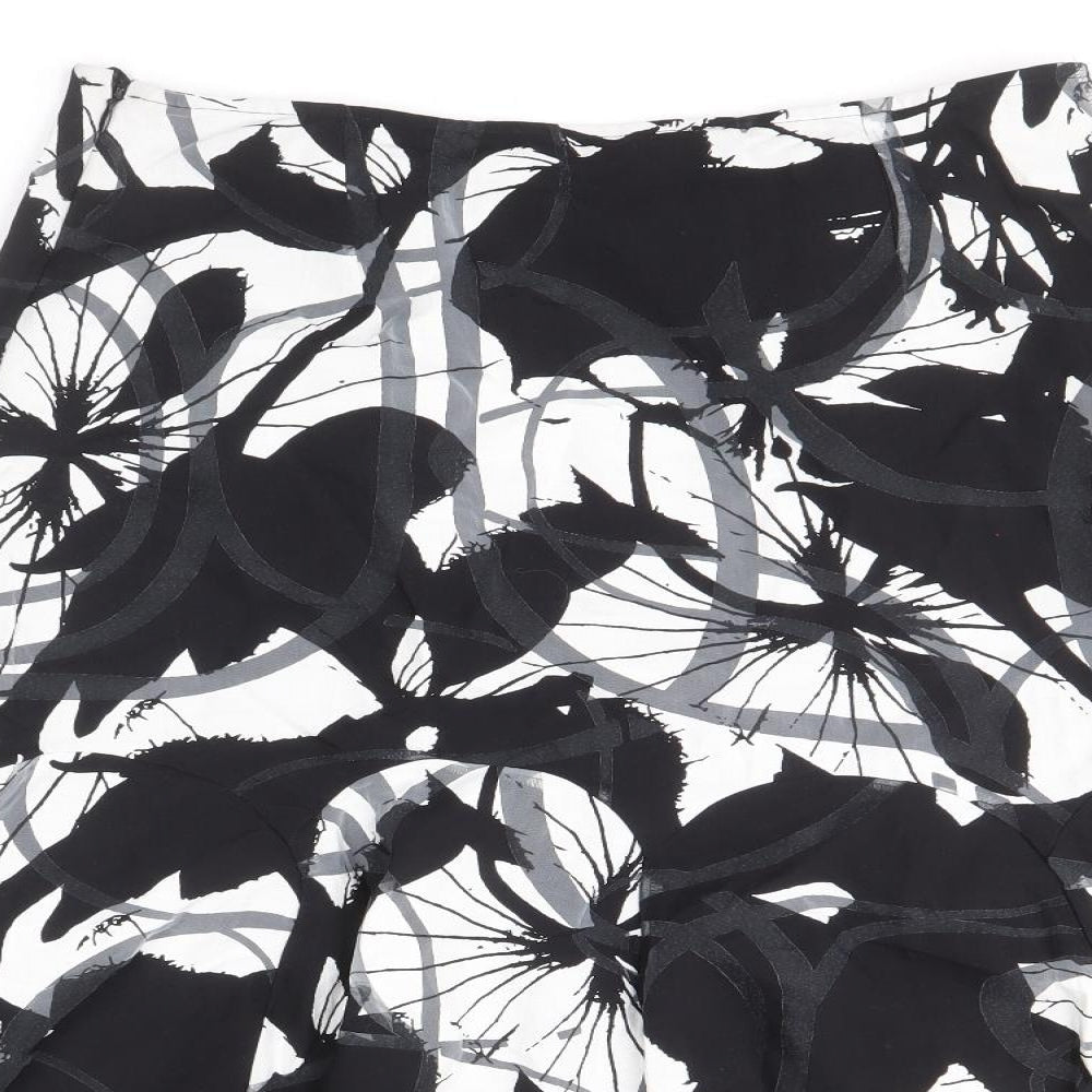 Preworn Womens Black Geometric Viscose A-Line Skirt Size 10 Zip