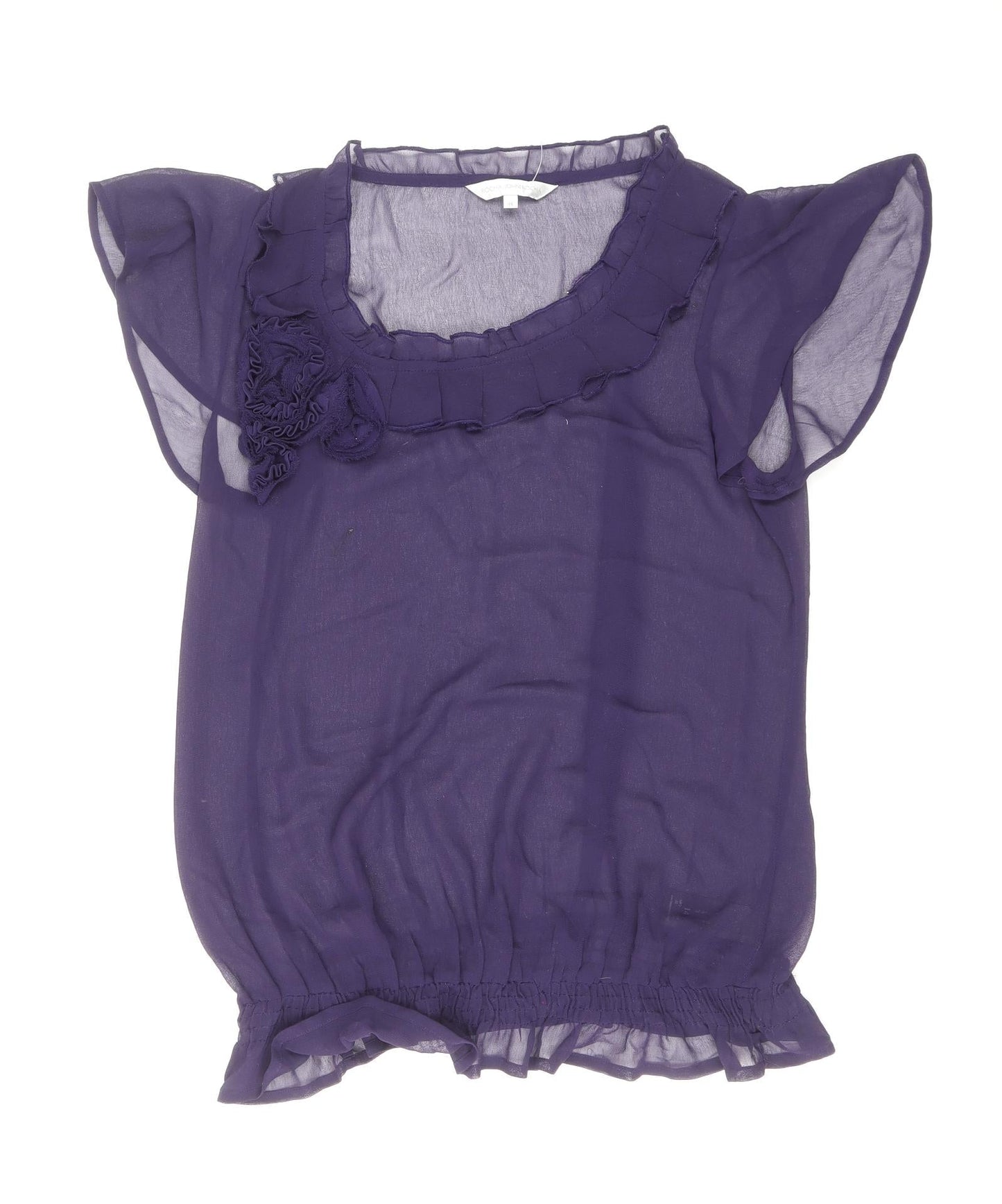 RJR.John Rocha Womens Purple Polyester Basic Blouse Size 14 Scoop Neck