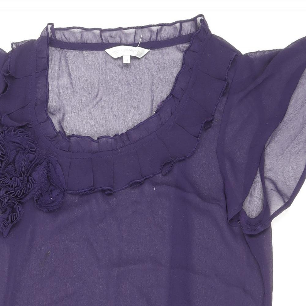 RJR.John Rocha Womens Purple Polyester Basic Blouse Size 14 Scoop Neck