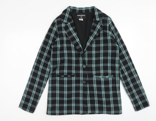Heartbreak Womens Blue Geometric Pea Coat Coat Size 6 Button