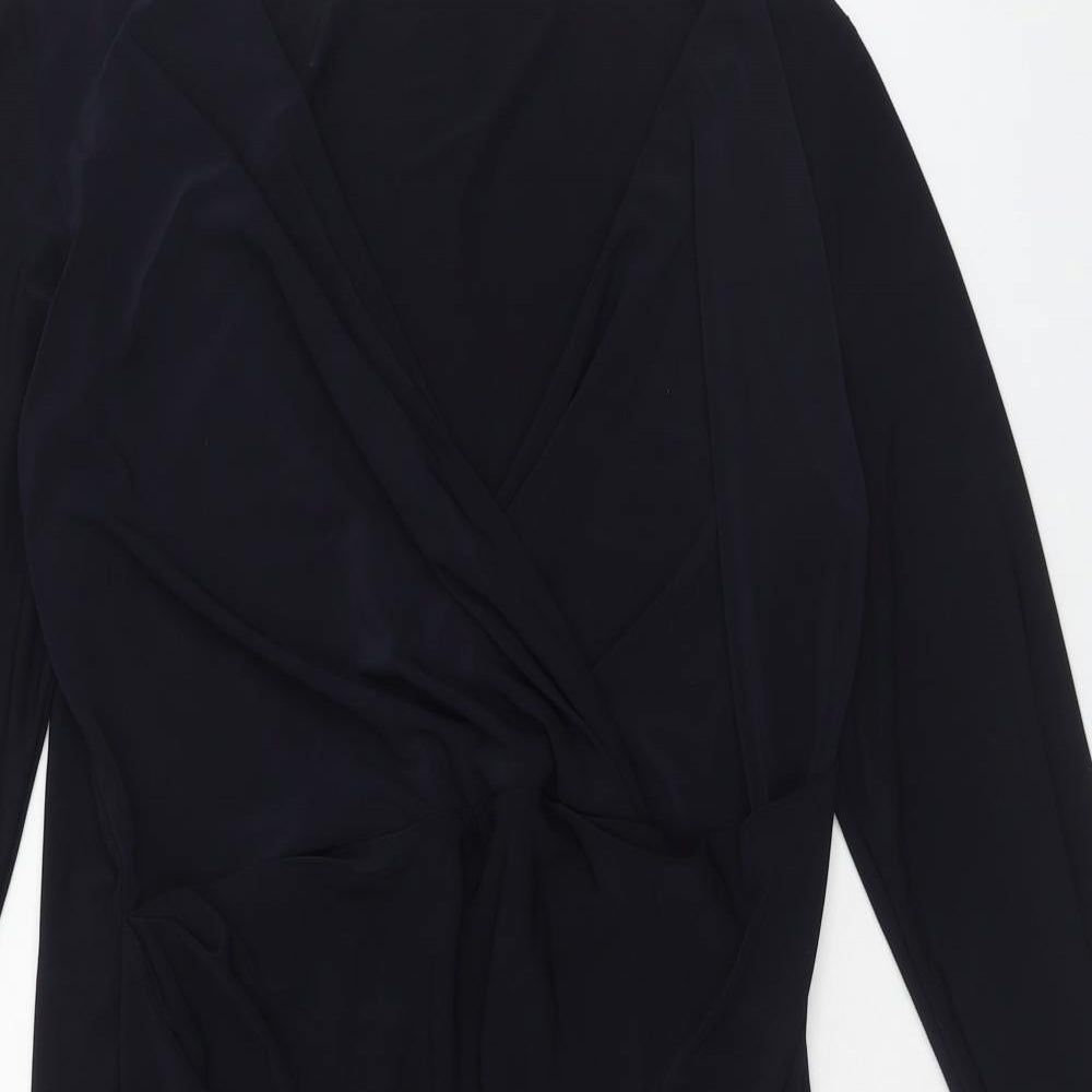 Wallis Womens Blue Polyester A-Line Size 14 V-Neck Pullover