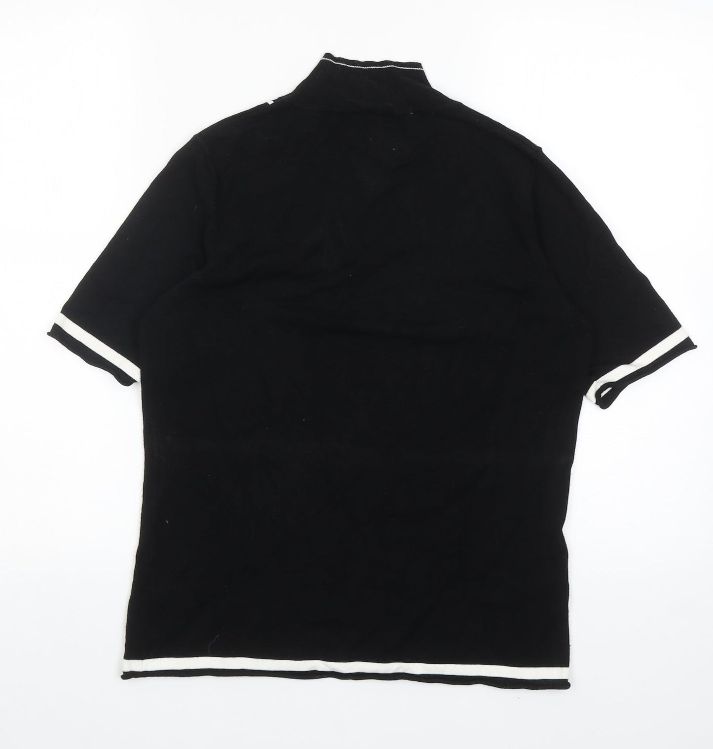 Gerry Weber Womens Black Striped Viscose Basic T-Shirt Size 10 Mock Neck