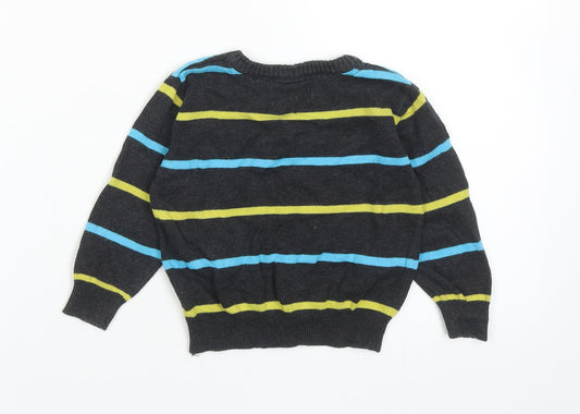 Early Days Boys Grey Striped Cotton Pullover Jumper Size 12-18 Months Pullover