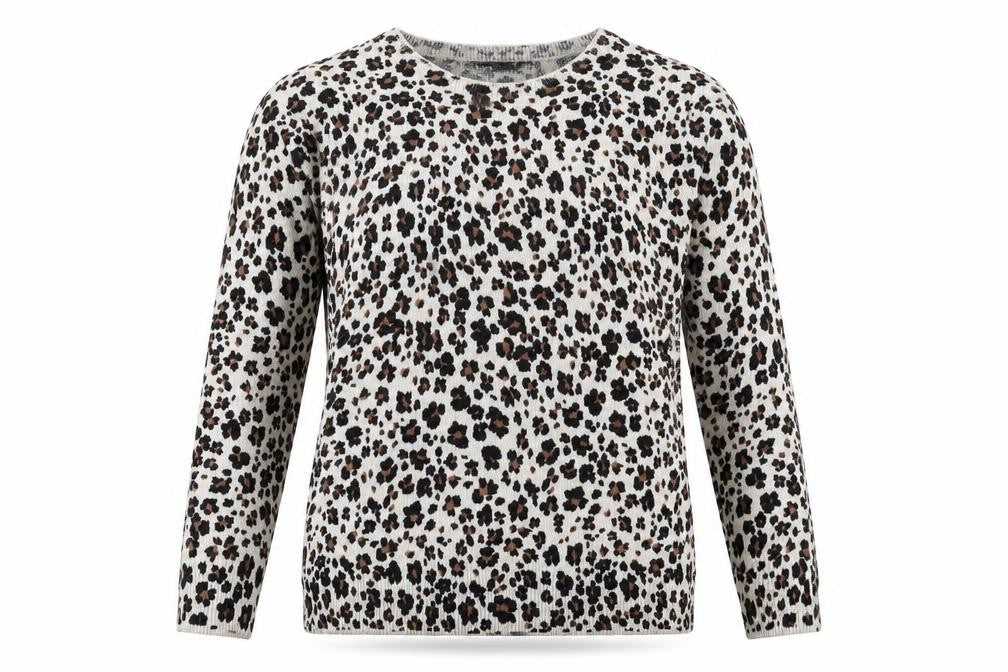 Marks and Spencer Womens Brown Scoop Neck Animal Print Acrylic Pullover Jumper Size 12 - Leopard print