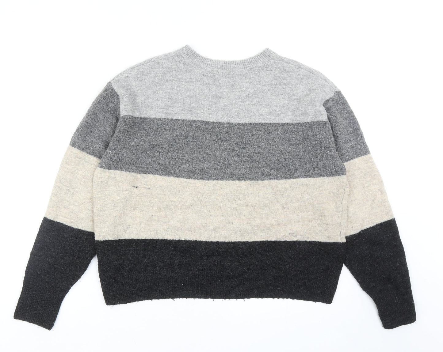 H&M Womens Multicoloured Round Neck Striped Acrylic Pullover Jumper Size XS