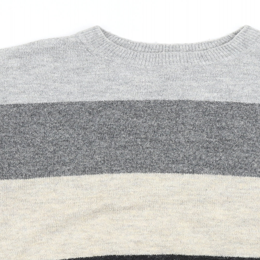 H&M Womens Multicoloured Round Neck Striped Acrylic Pullover Jumper Size XS