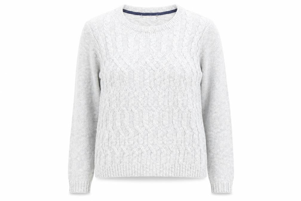 Marks and Spencer Womens Grey Round Neck Cotton Pullover Jumper Size 12