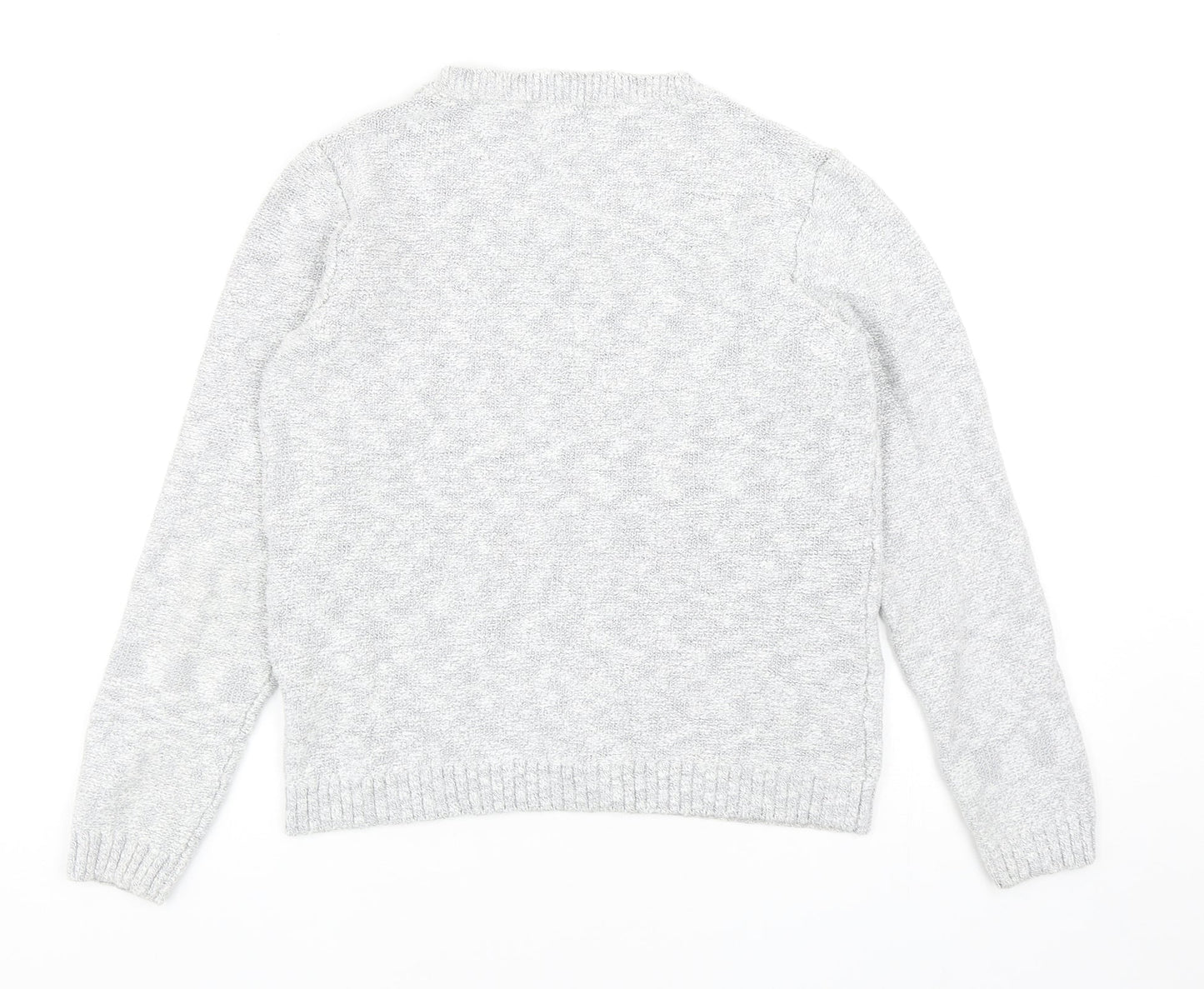 Marks and Spencer Womens Grey Round Neck Cotton Pullover Jumper Size 12