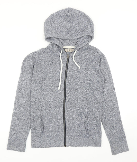 Della Lana Womens Blue Cotton Full Zip Hoodie Size XS Zip