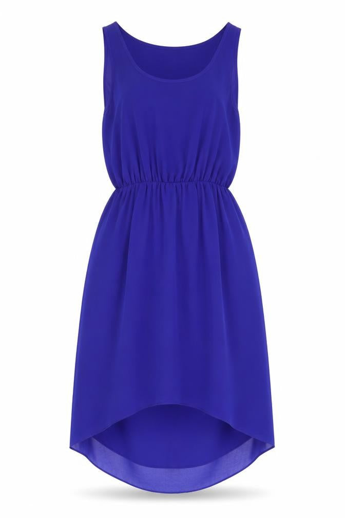 Topshop Womens Blue Polyester Fit & Flare Size 8 Scoop Neck Pullover