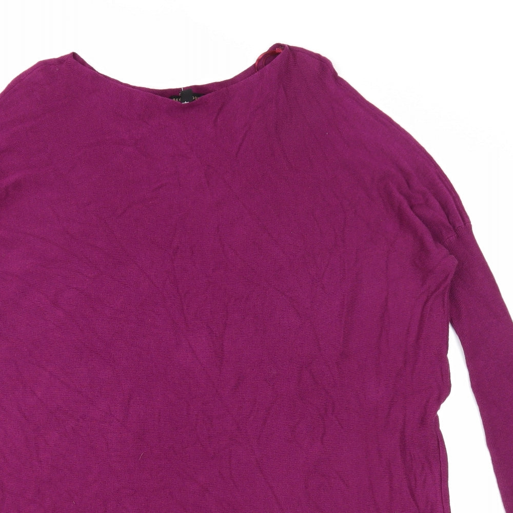 QED London Womens Purple Herringbone Viscose Jumper Dress Size S Boat Neck Pullover - Angel Wings