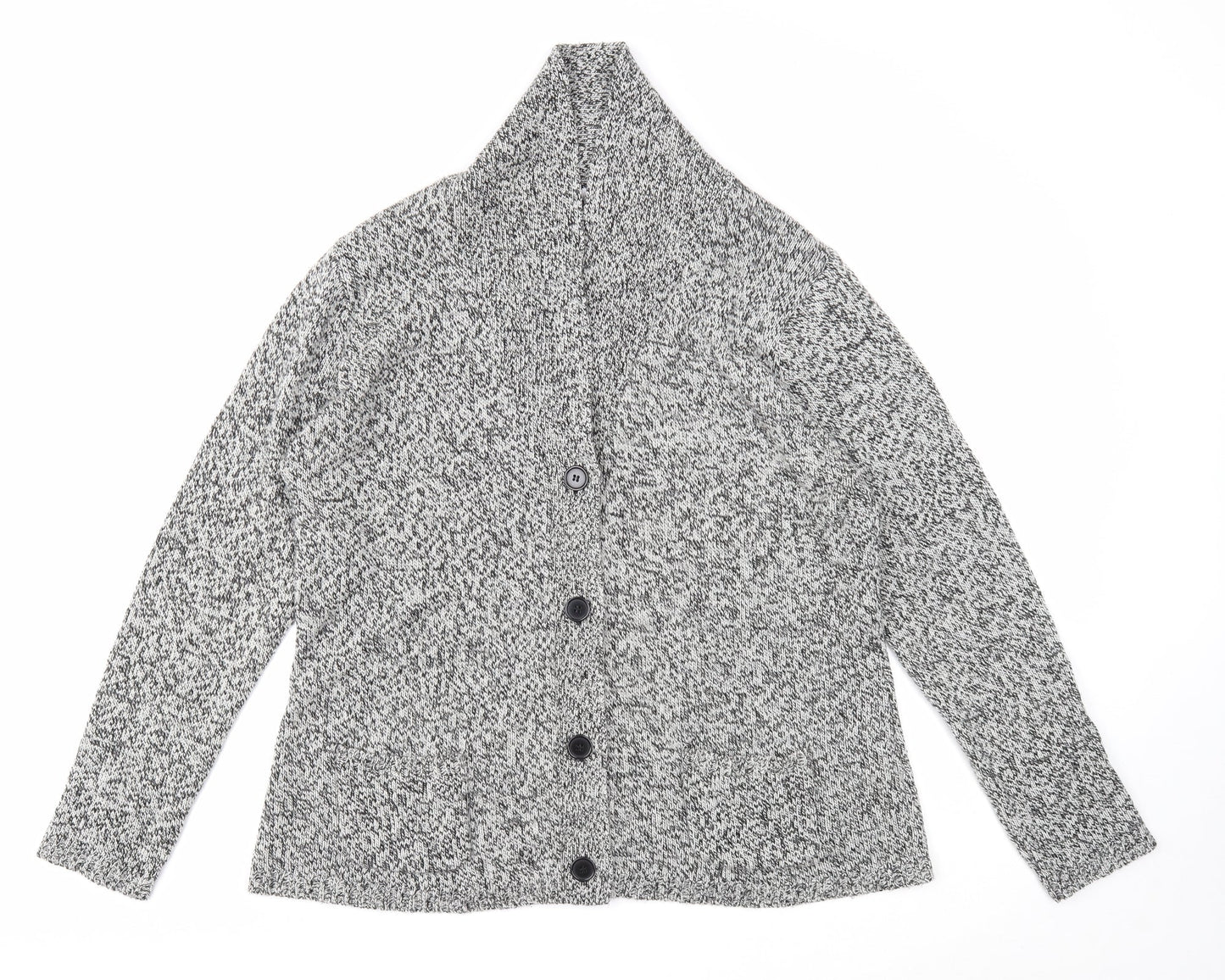 Damart Womens Grey V-Neck Acrylic Cardigan Jumper Size 8