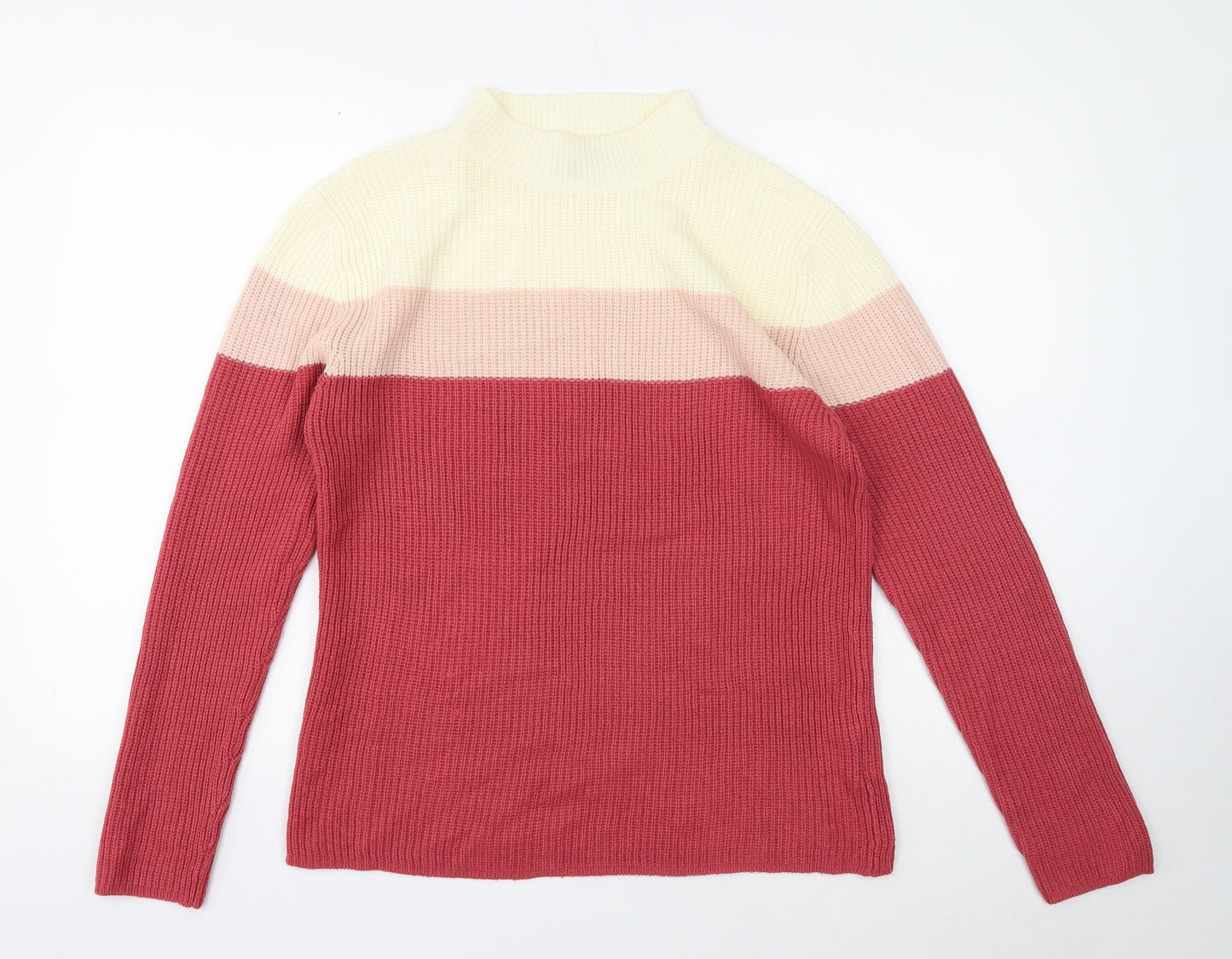 Pure & Natural Womens Pink High Neck Acrylic Pullover Jumper Size M