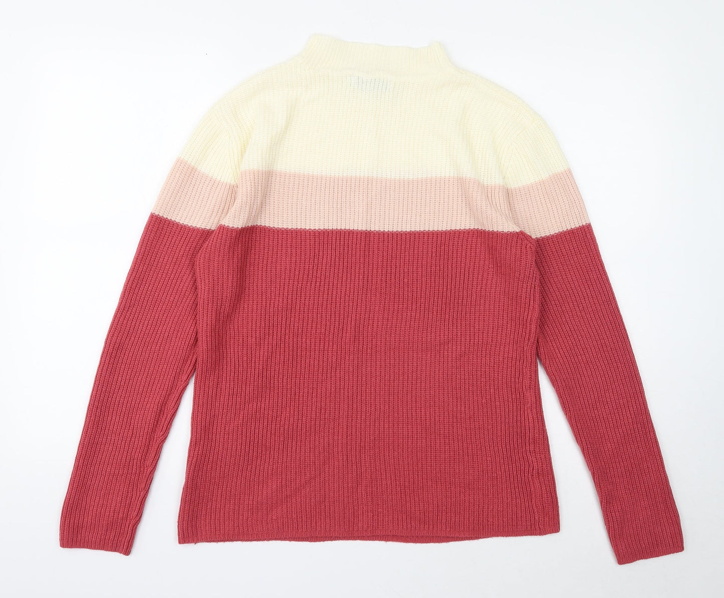 Pure & Natural Womens Pink High Neck Acrylic Pullover Jumper Size M