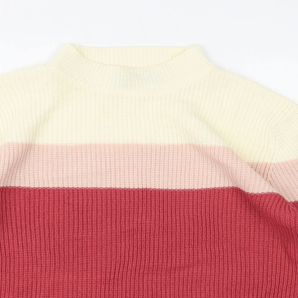 Pure & Natural Womens Pink High Neck Acrylic Pullover Jumper Size M